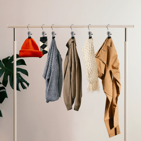 Stainless steel clips holding socks and accessories