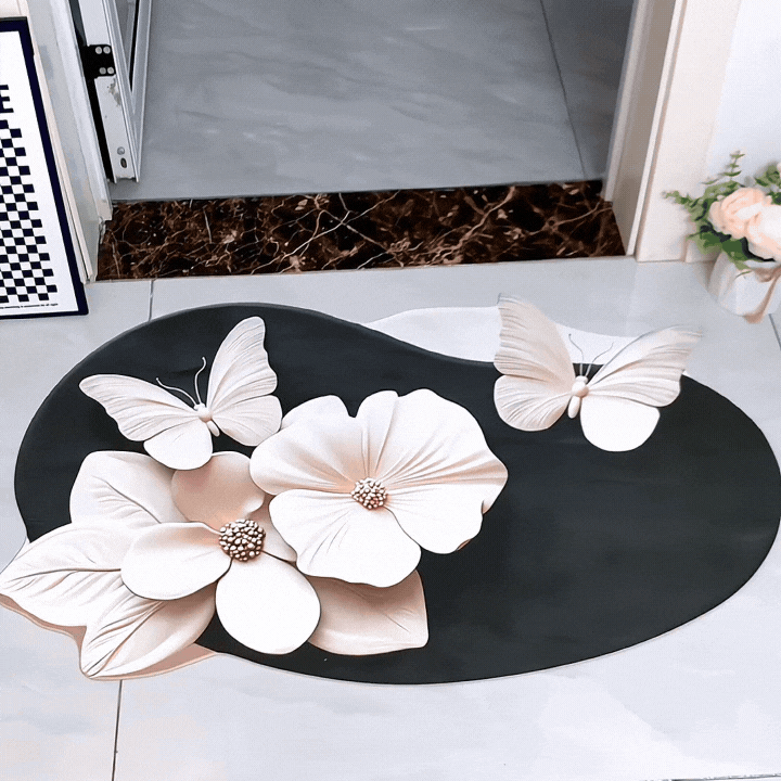 Non slip backing floral rug durability demo