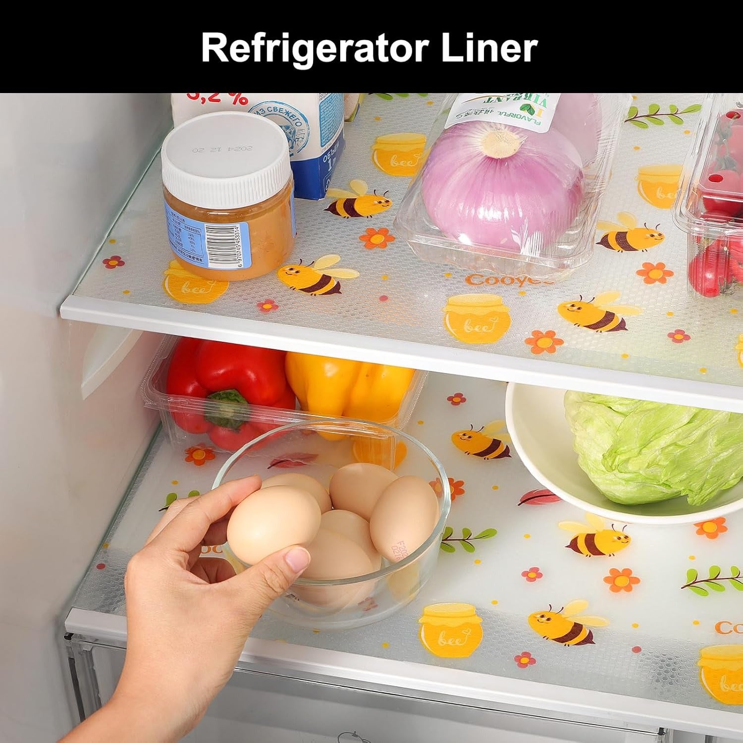 Waterproof shelf liner being rinsed under tap