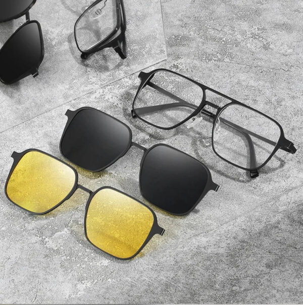 3-in-1 Magnetic Clip-On Glasses | Blue Light Blocking + Polarized + Night Vision Lenses