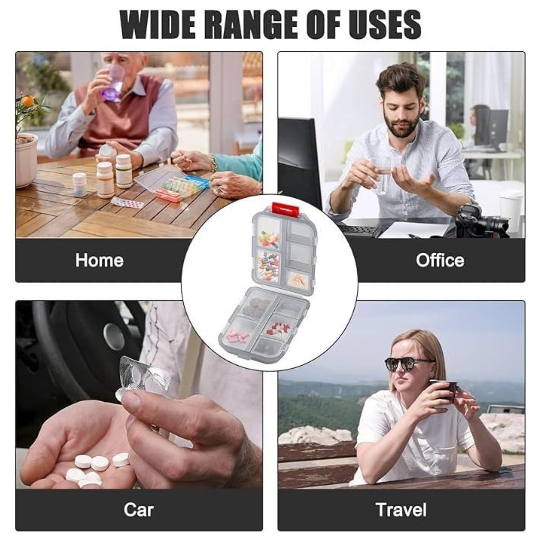 Pill Organizer with Secure Snap Lock Lid